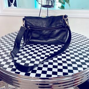 Margot Black leather crossbody purse